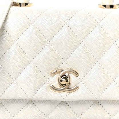 Chanel Iridescent Caviar Quilted Extra Mini Coco Handle Flap White 8 of 10