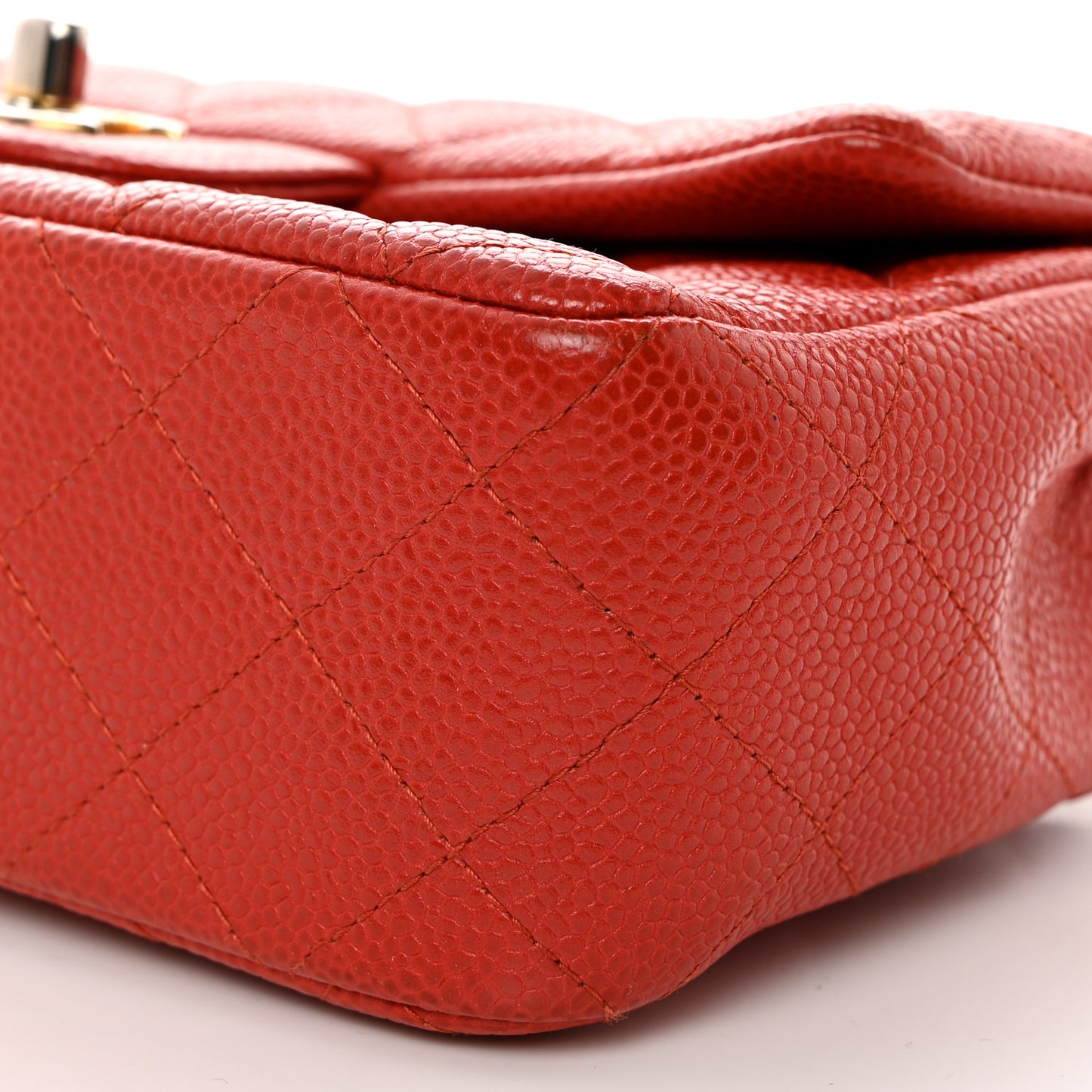 Pearly Caviar Quilted Mini Rectangular Flap Orange