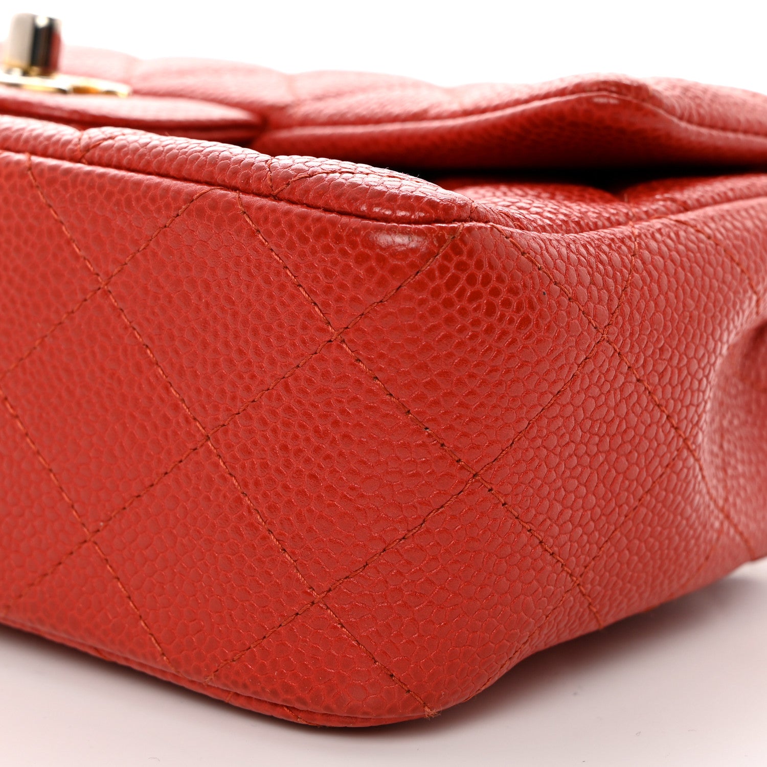 Chanel Pearly Caviar Quilted Mini Rectangular Flap Orange 10 of 12