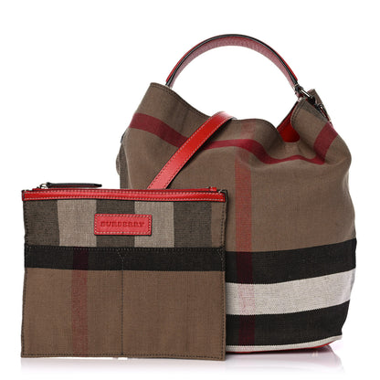 Burberry Canvas Mega Check Medium Ashby Hobo Cadmium Red 1 of 15