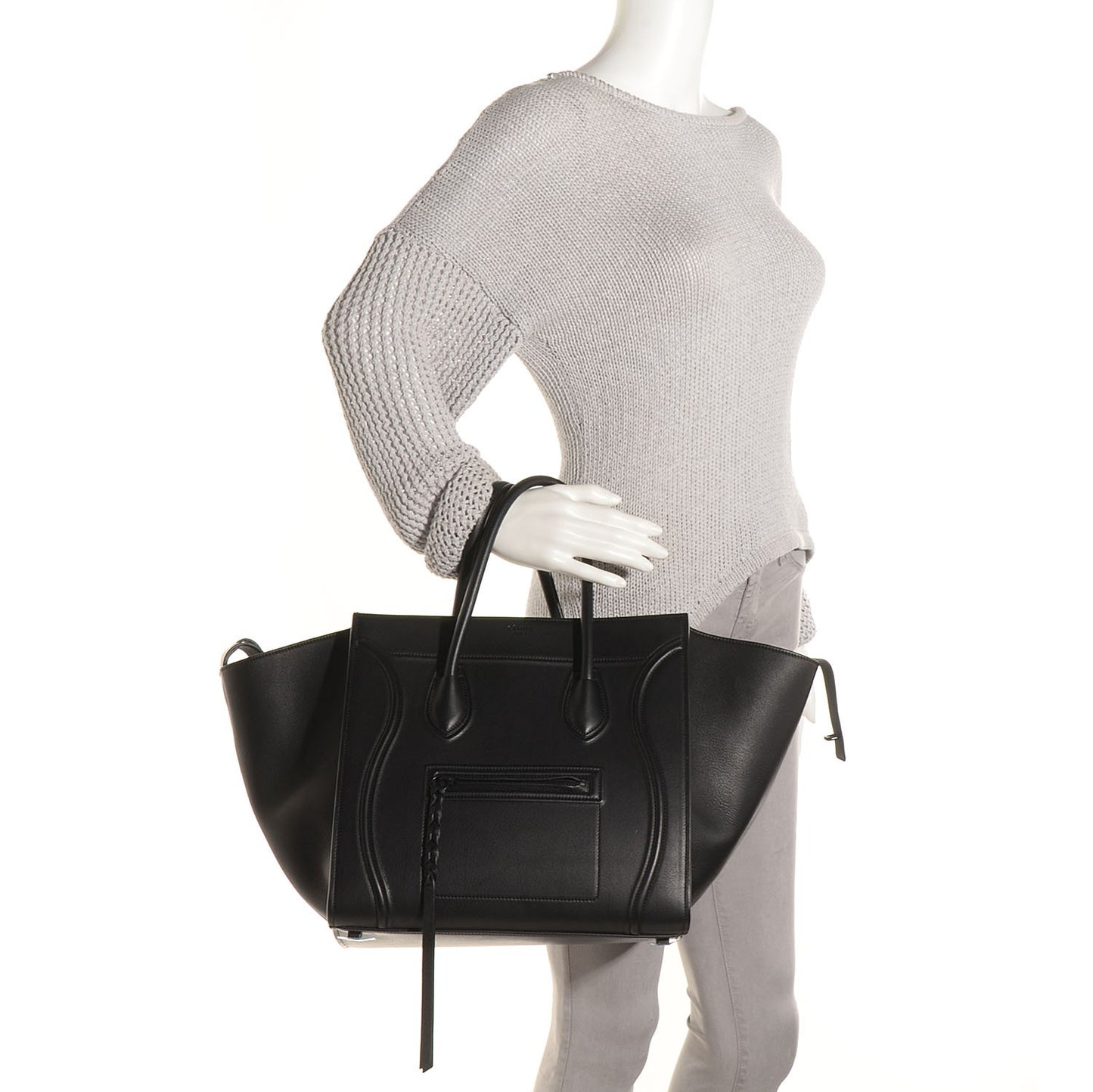 Smooth Calfskin Medium Phantom Luggage Black