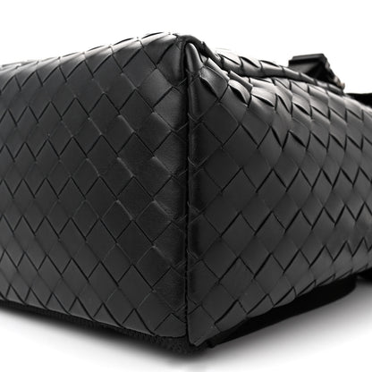 Bottega Veneta Calfskin Intrecciato Flap Backpack Black 10 of 13
