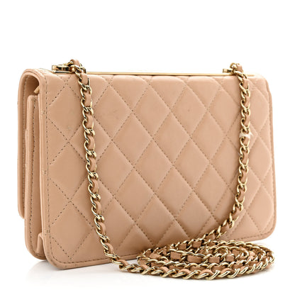 Chanel Lambskin Quilted Trendy CC Wallet On Chain WOC Beige 3 of 20