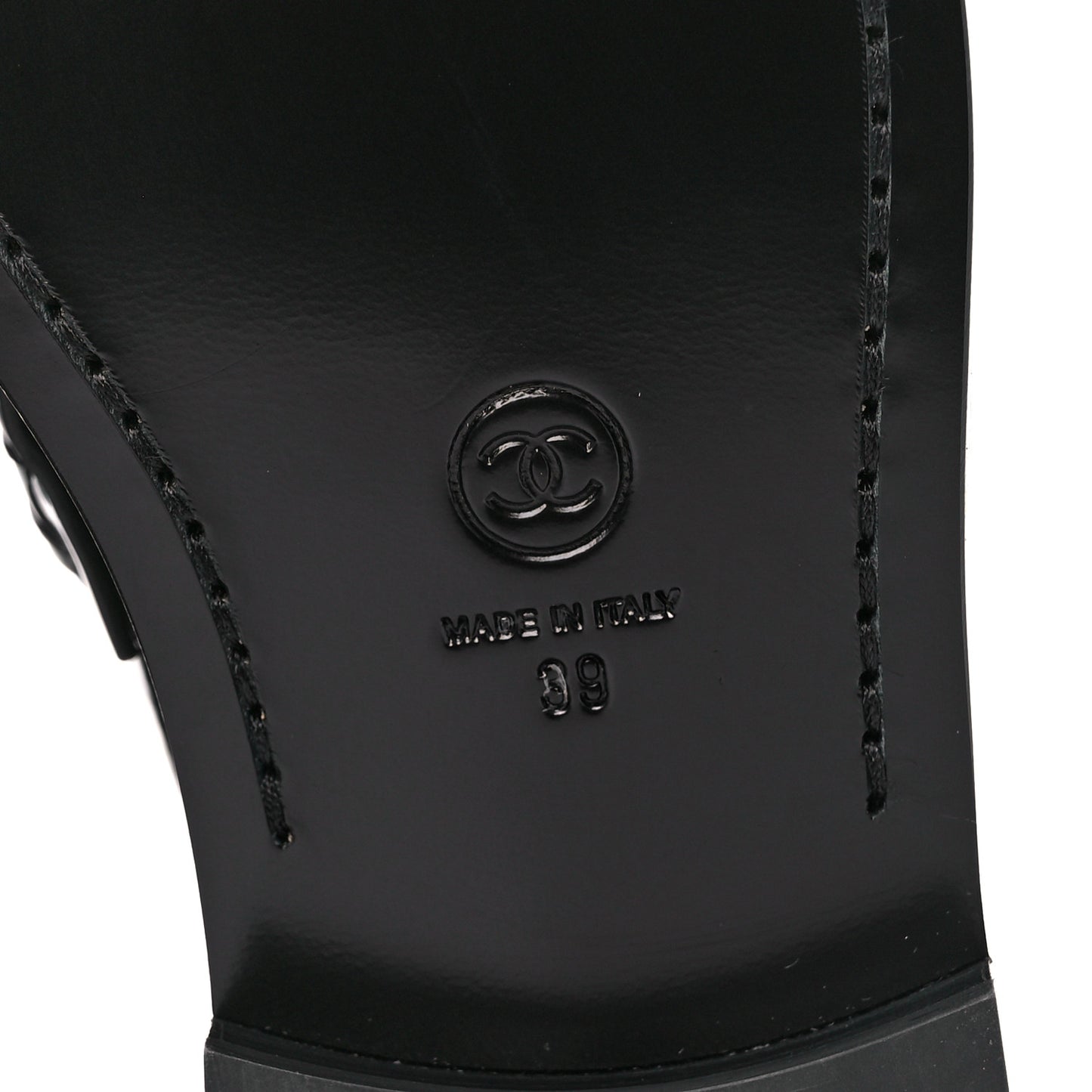 Shiny Calfskin Logo Loafers 39 Black