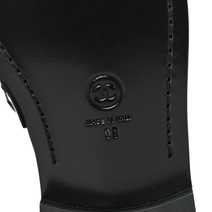 Chanel Shiny Calfskin Logo Loafers 39 Black 6 of 11