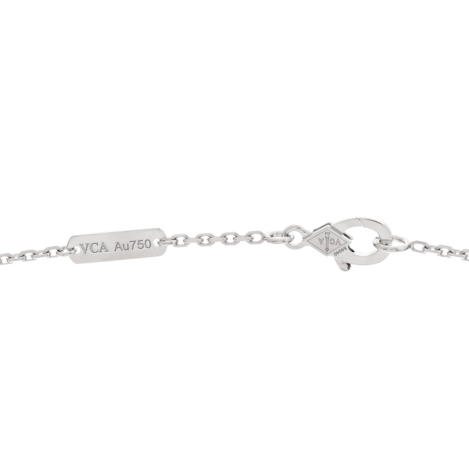 Van Cleef & Arpels 18K White Gold Diamond Celadon Green Sevres Porcelain Vintage Alhambra Pendant Necklace 4 of 6