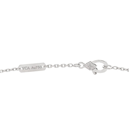 Van Cleef & Arpels 18K White Gold Diamond Celadon Green Sevres Porcelain Vintage Alhambra Pendant Necklace 4 of 6