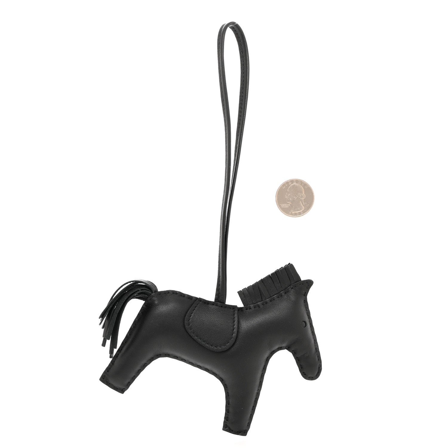 Hermes Milo Lambskin Grigri Rodeo Horse Bag Charm MM So Black 2 of 5