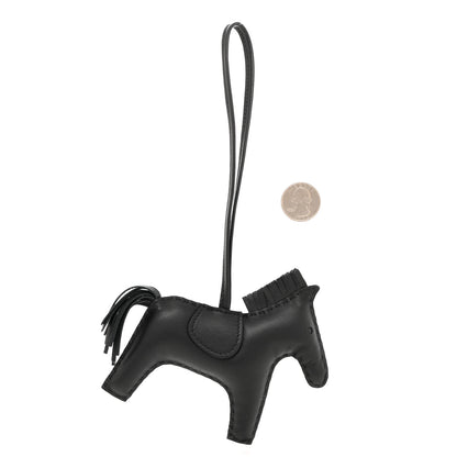 Hermes Milo Lambskin Grigri Rodeo Horse Bag Charm MM So Black 2 of 5