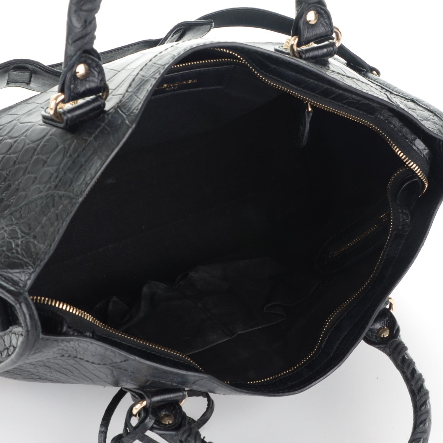 Balenciaga Calfskin Crocodile Embossed Giant 12 Gold Hardware City Black 5 of 7