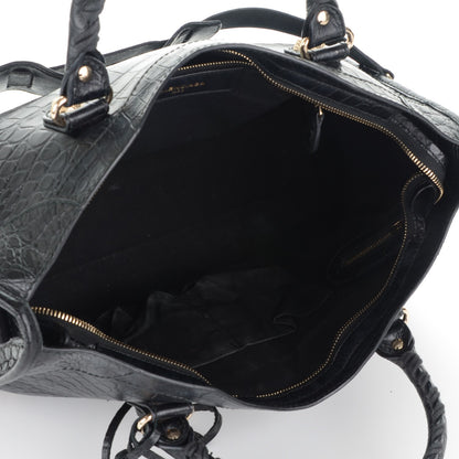 Balenciaga Calfskin Crocodile Embossed Giant 12 Gold Hardware City Black 5 of 7