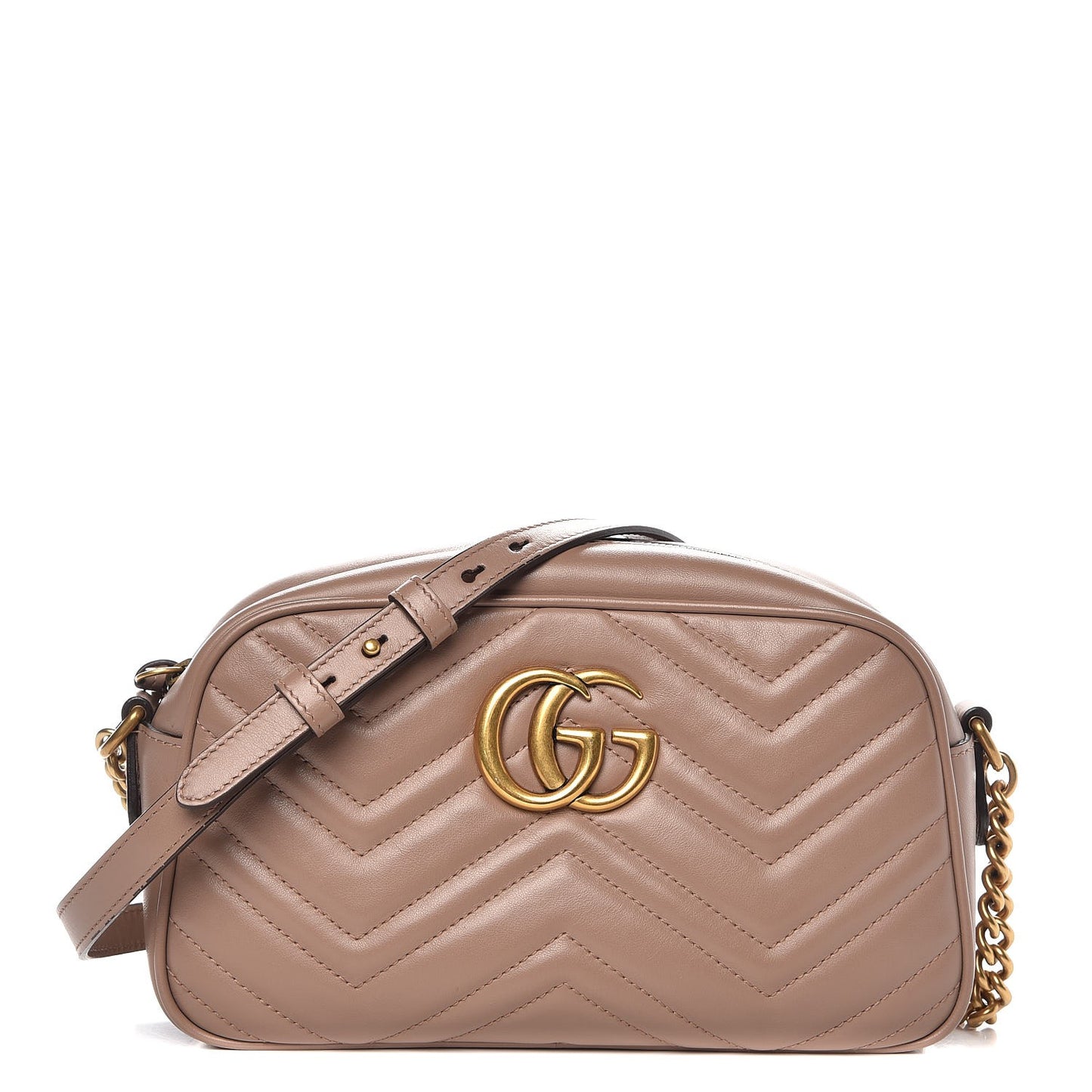 Calfskin Matelasse Small GG Marmont Chain Shoulder Bag Porcelain Rose