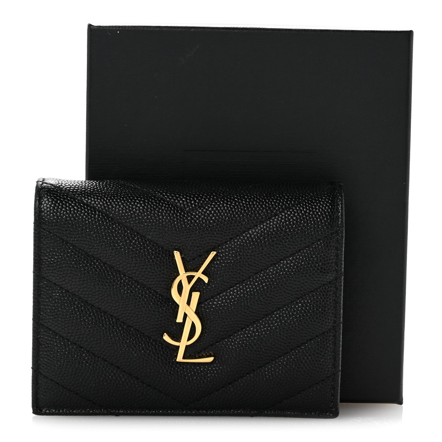 Grain De Poudre Matelasse Chevron Monogram Flap Card Case Black