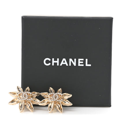 Chanel Crystal CC Flower Earrings Gold 5 of 5