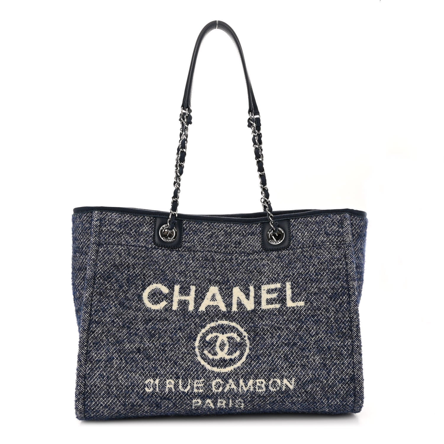 Chanel Mixed Fibers Calfskin Small Deauville Tote Blue 1 of 10