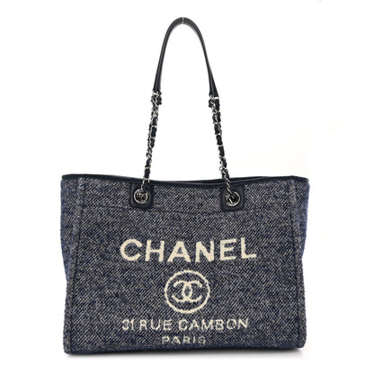 Chanel Mixed Fibers Calfskin Small Deauville Tote Blue 1 of 10