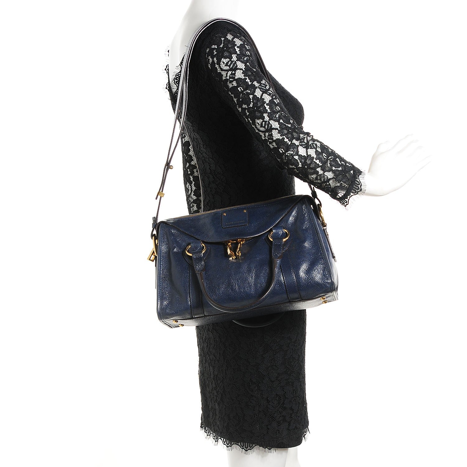 Marc Jacobs Goatskin Small Wellington Fulton Satchel Navy 2 of 8
