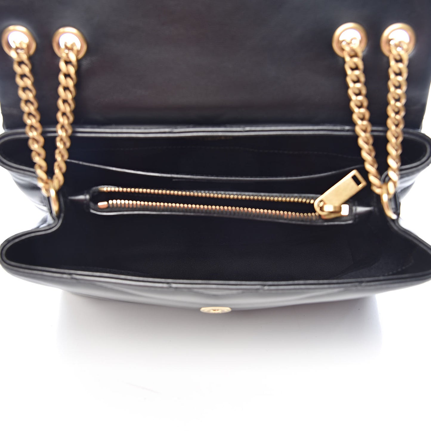 Calfskin Y Quilted Monogram Small Loulou Chain Satchel Black