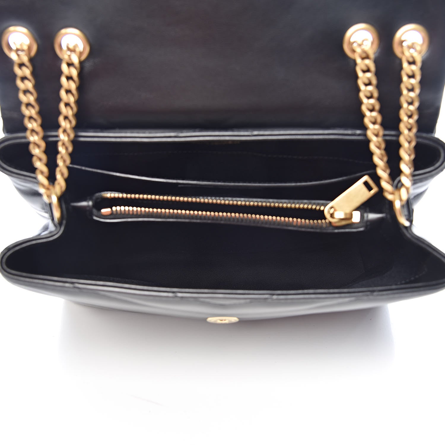 Saint Laurent Calfskin Y Quilted Monogram Small Loulou Chain Satchel Black 5 of 14