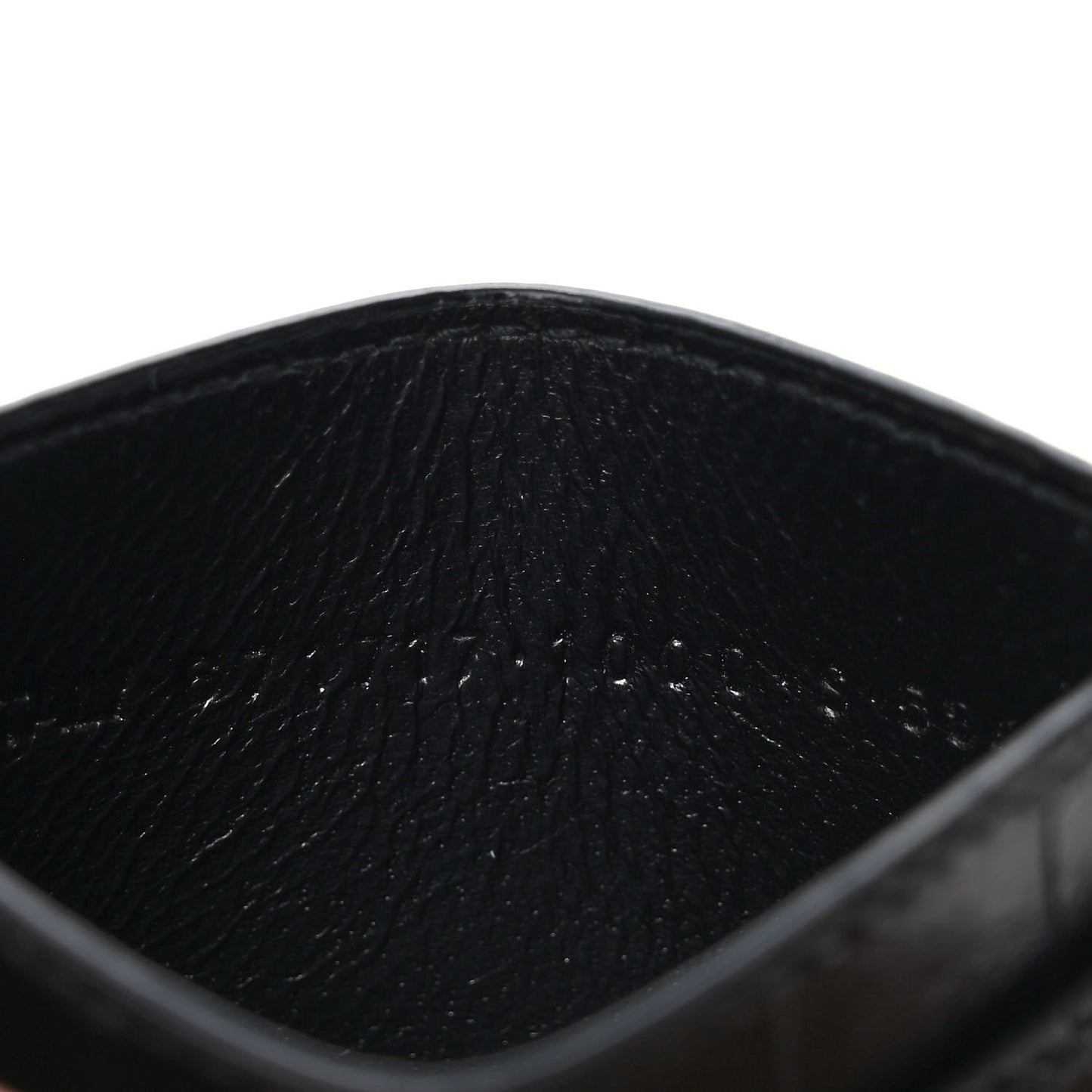 Shiny Calfskin Crocodile Embossed Logo Plate Card Case Black
