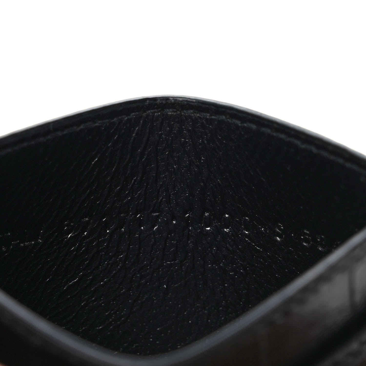 Balenciaga Shiny Calfskin Crocodile Embossed Logo Plate Card Case Black 7 of 7