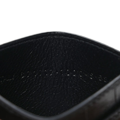 Balenciaga Shiny Calfskin Crocodile Embossed Logo Plate Card Case Black 7 of 7