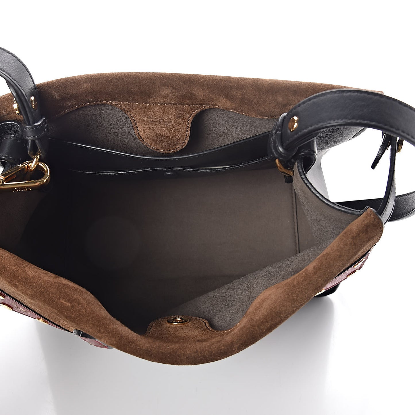 Vitello Grace Suede Small Flip Tote Black Fragola Marrone