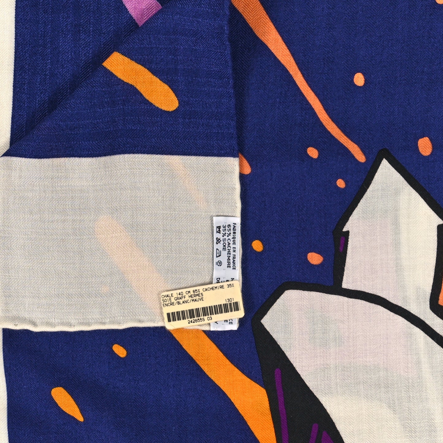 Silk Cashmere Graff Graffiti Shawl 140 Juane D'Or Violine Marron