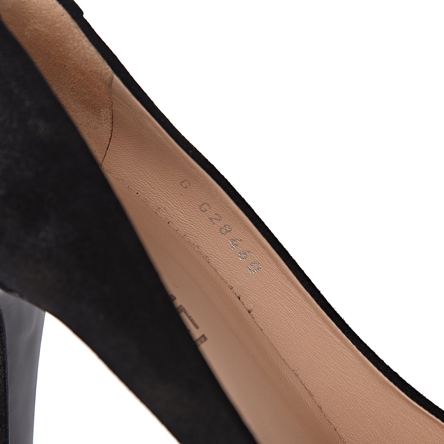 Suede Patent Calfskin Cap Toe CC Pumps 38 Black