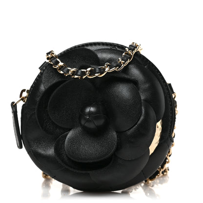 Chanel Lambskin Mini Camellia Bouquet Clutch With Chain Black 1 of 7