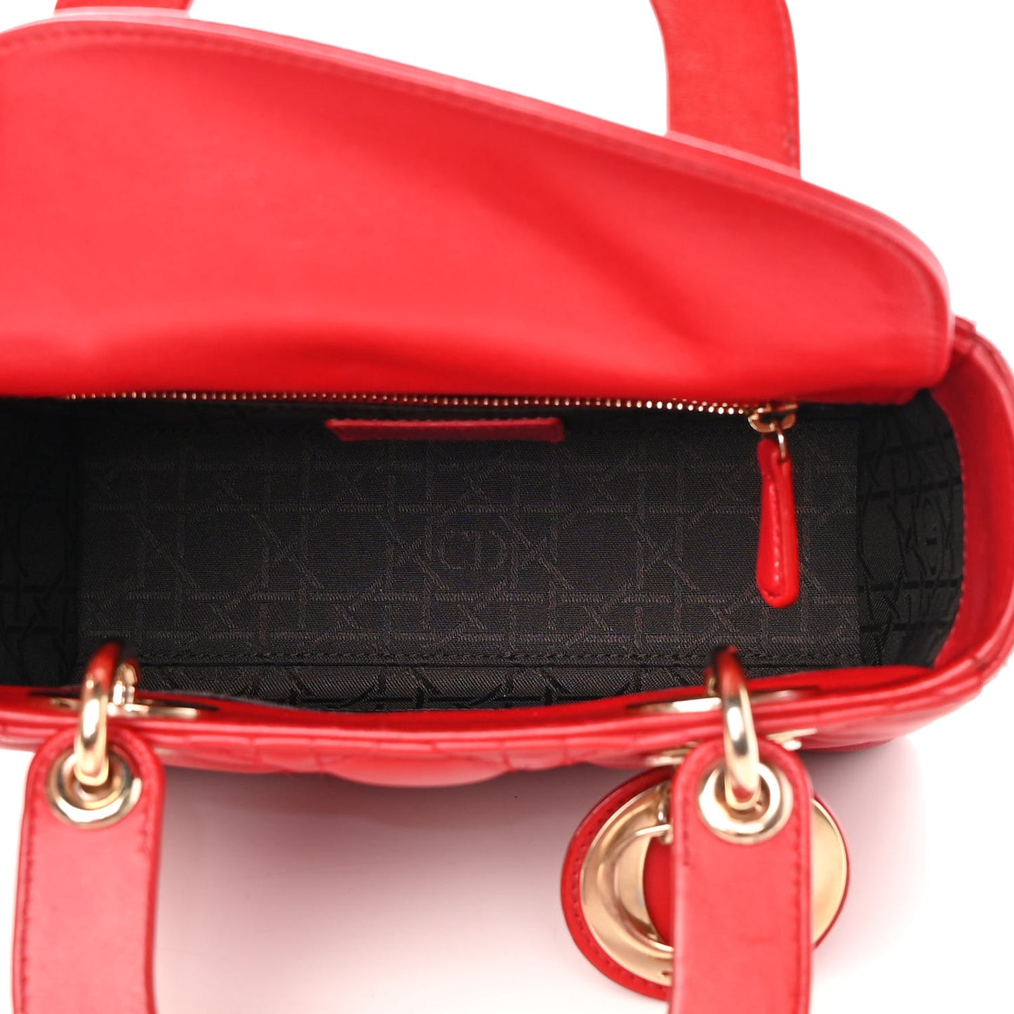 Lambskin Cannage Small Lucky Badges My Lady Dior Red