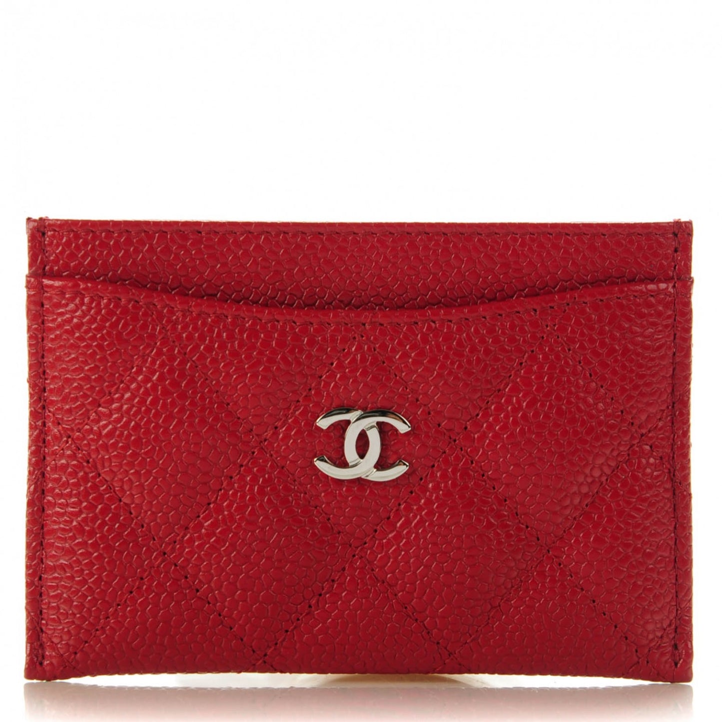 Caviar Quilted Card Holder Red