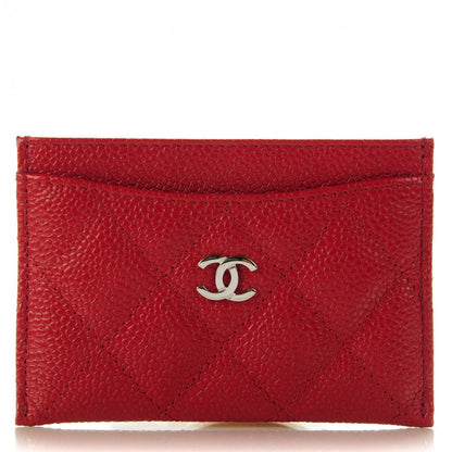 Chanel Caviar Quilted Card Holder Red 1 of 7