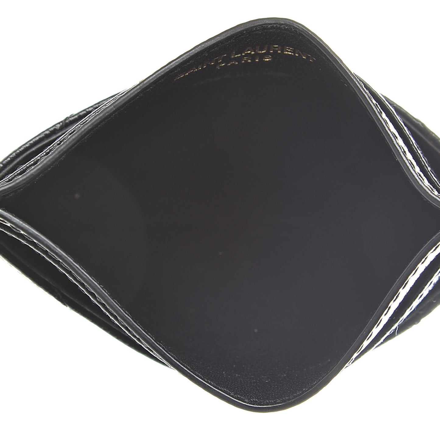 Grain De Poudre Matelasse Chevron Monogram Credit Card Case Black