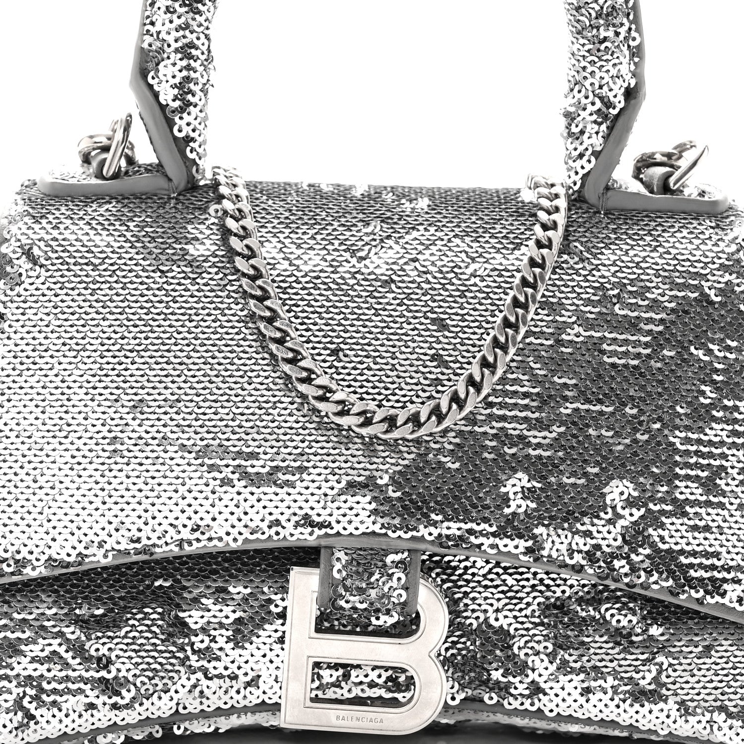 Balenciaga Sequin Hourglass Top Handle Bag XS Silver 9 of 11