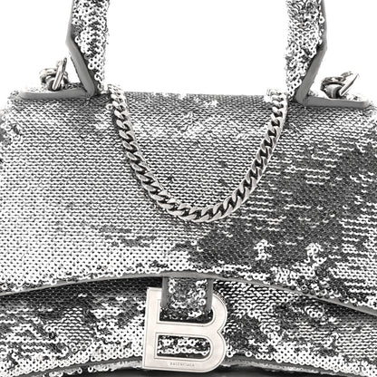 Balenciaga Sequin Hourglass Top Handle Bag XS Silver 9 of 11
