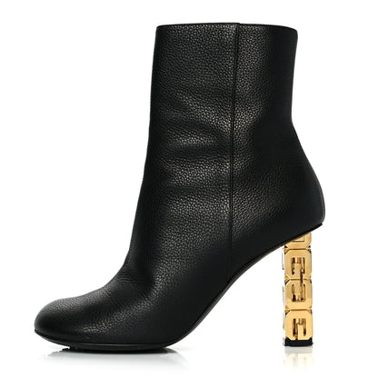 Givenchy Grained Calfskin G Cube Heel Ankle Boots 38 Black 1 of 8