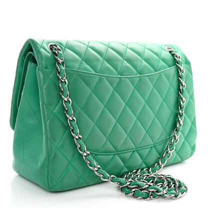 Chanel Lambskin Quilted Jumbo Double Flap Green 3 of 13