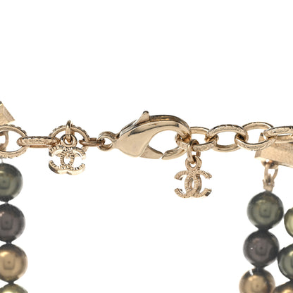 Chanel Metal Textured Bead CC Star Choker Necklace Gold Multicolor 5 of 6
