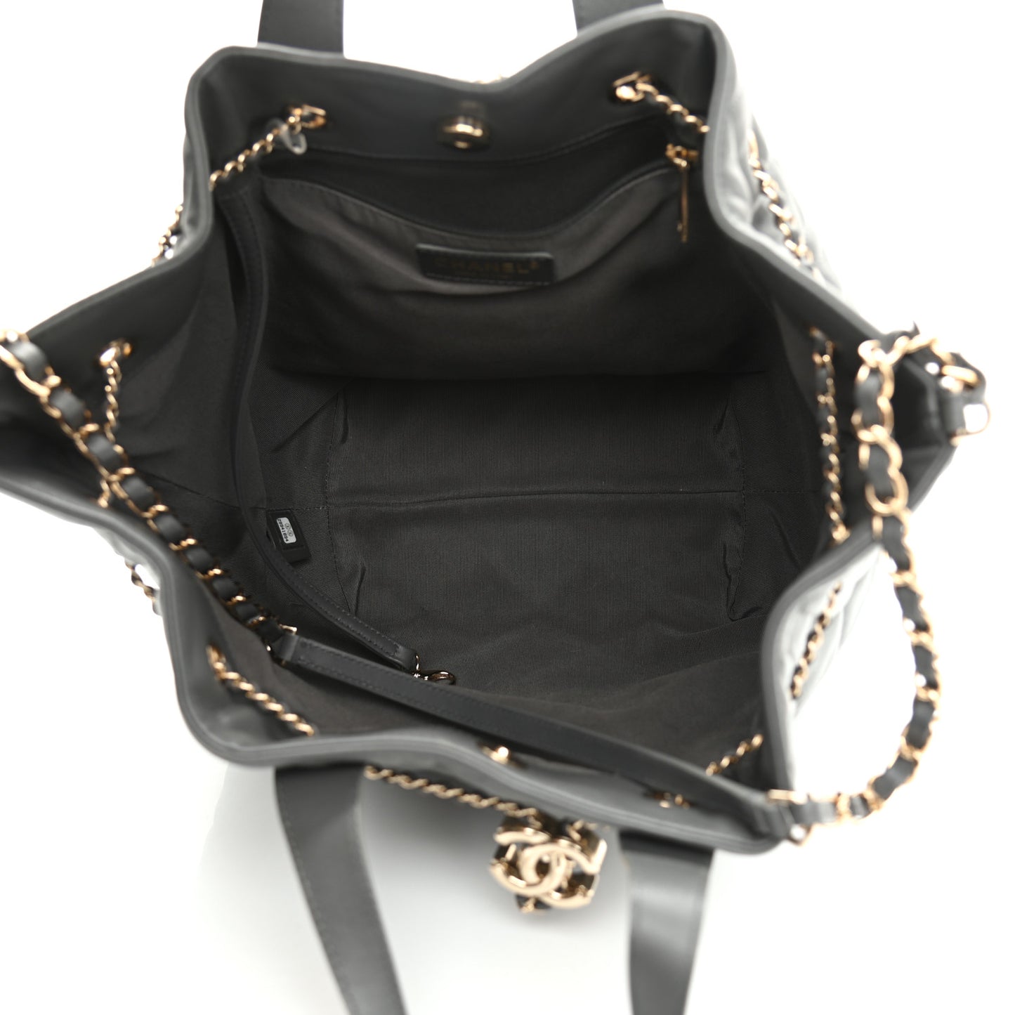 Lambskin Quilted CC Dweller Drawstring Tote Grey
