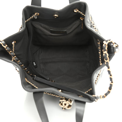 Chanel Lambskin Quilted CC Dweller Drawstring Tote Grey 5 of 10