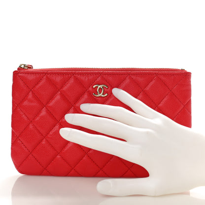 Chanel Shiny Caviar Quilted Cosmetic Case Red 4 of 19