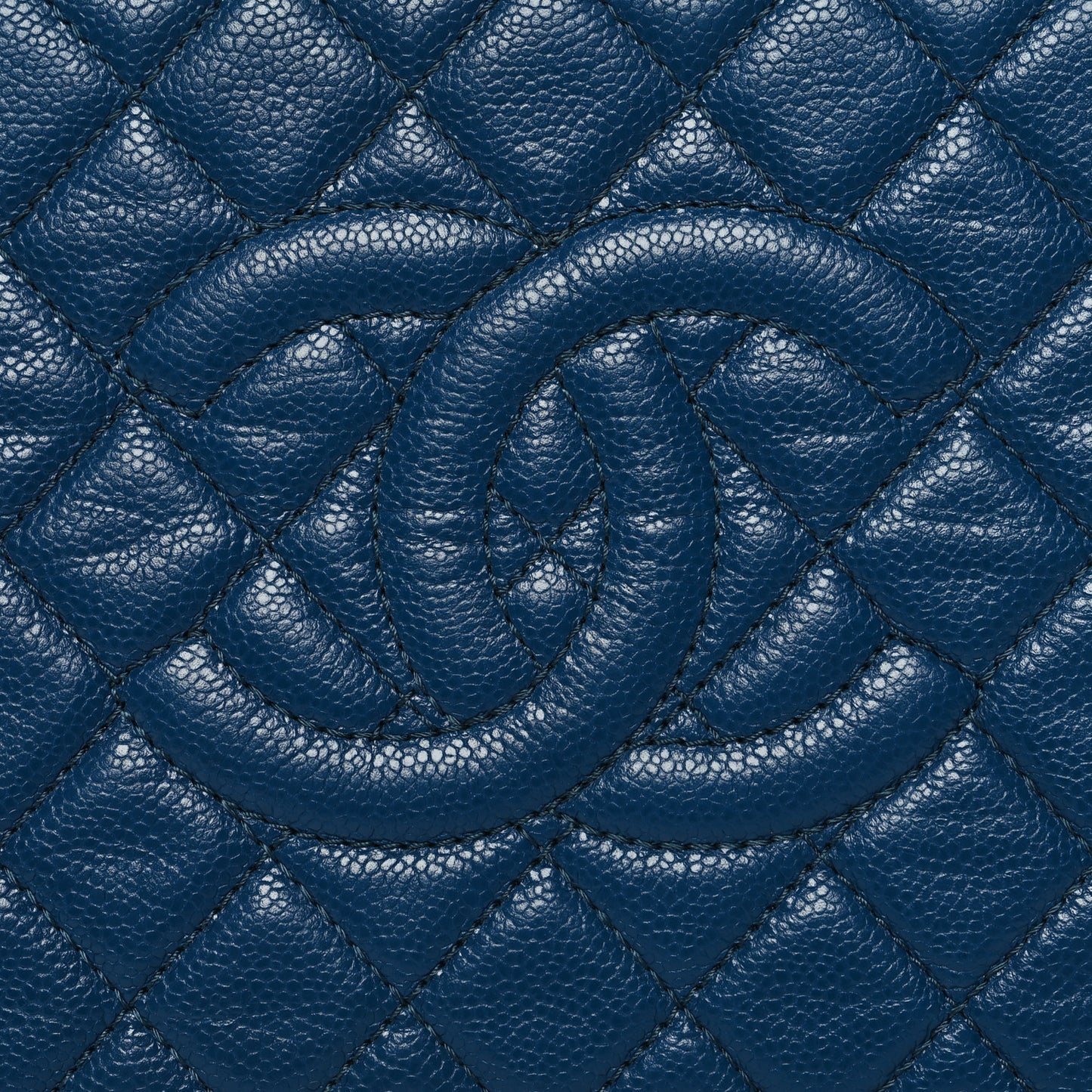 Caviar Quilted CC Large Clutch Peacock Blue