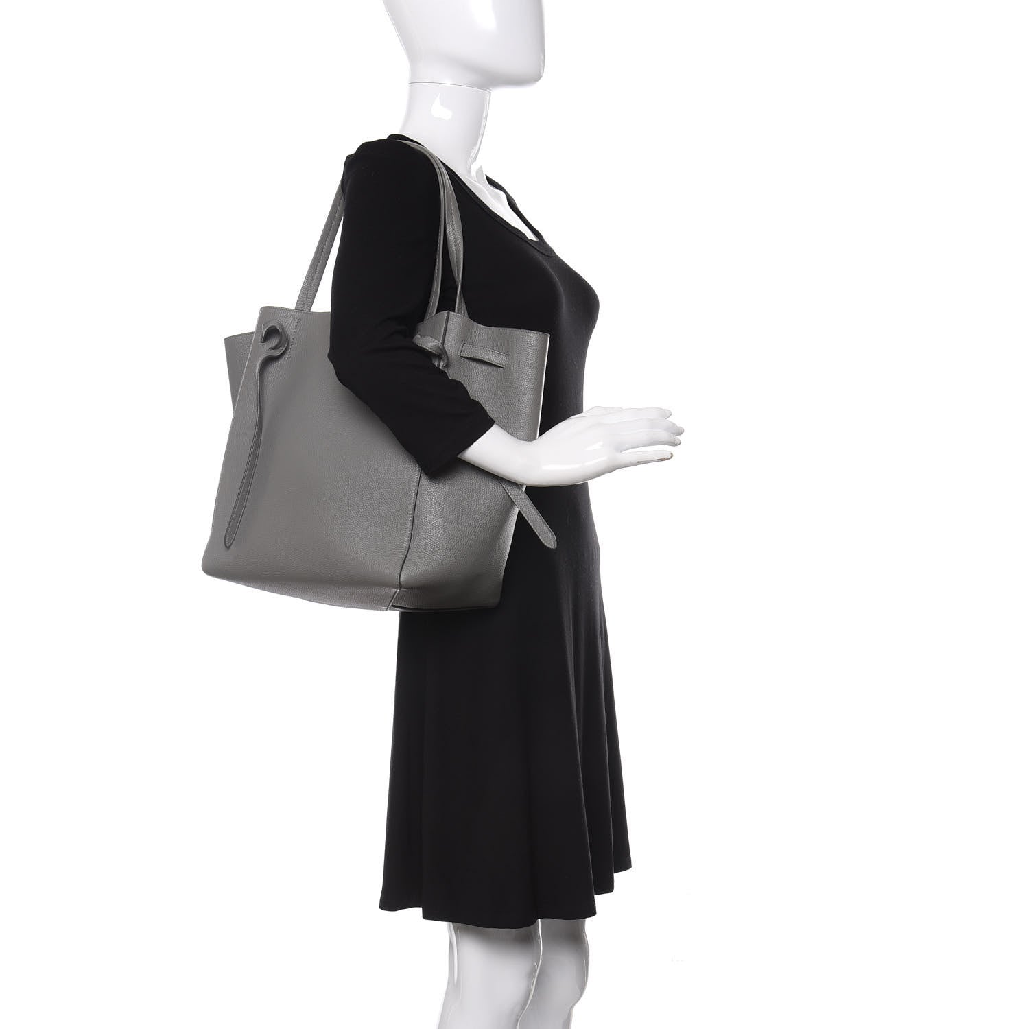 Celine Soft Grained Calfskin Small Belt Cabas Phantom Grey 2 of 12