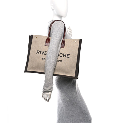 Saint Laurent Linen Calfskin Rive Gauche Tote Natural 2 of 10