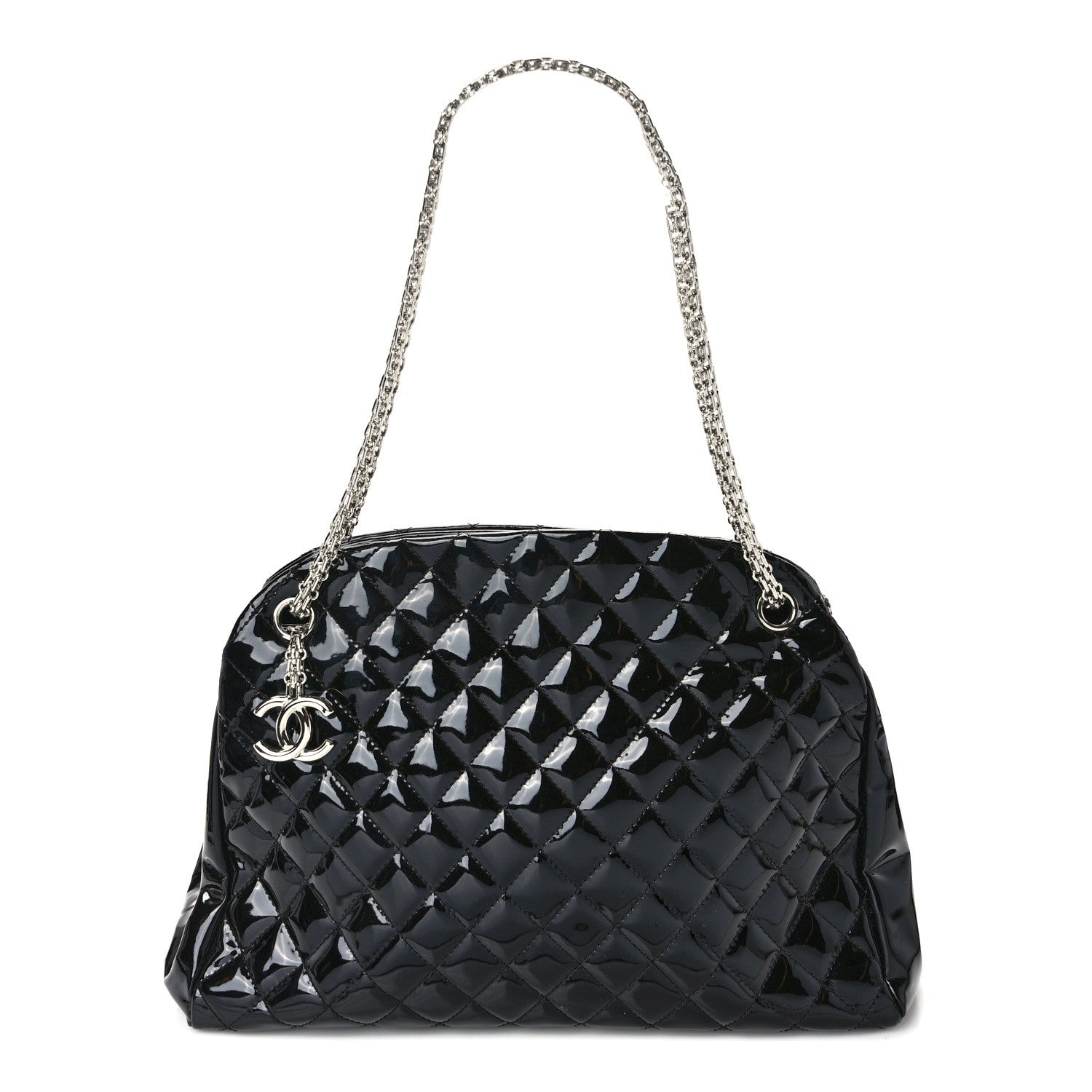 Chanel Patent Quilted Large Just Mademoiselle Bowling Bag Black 1 of 12