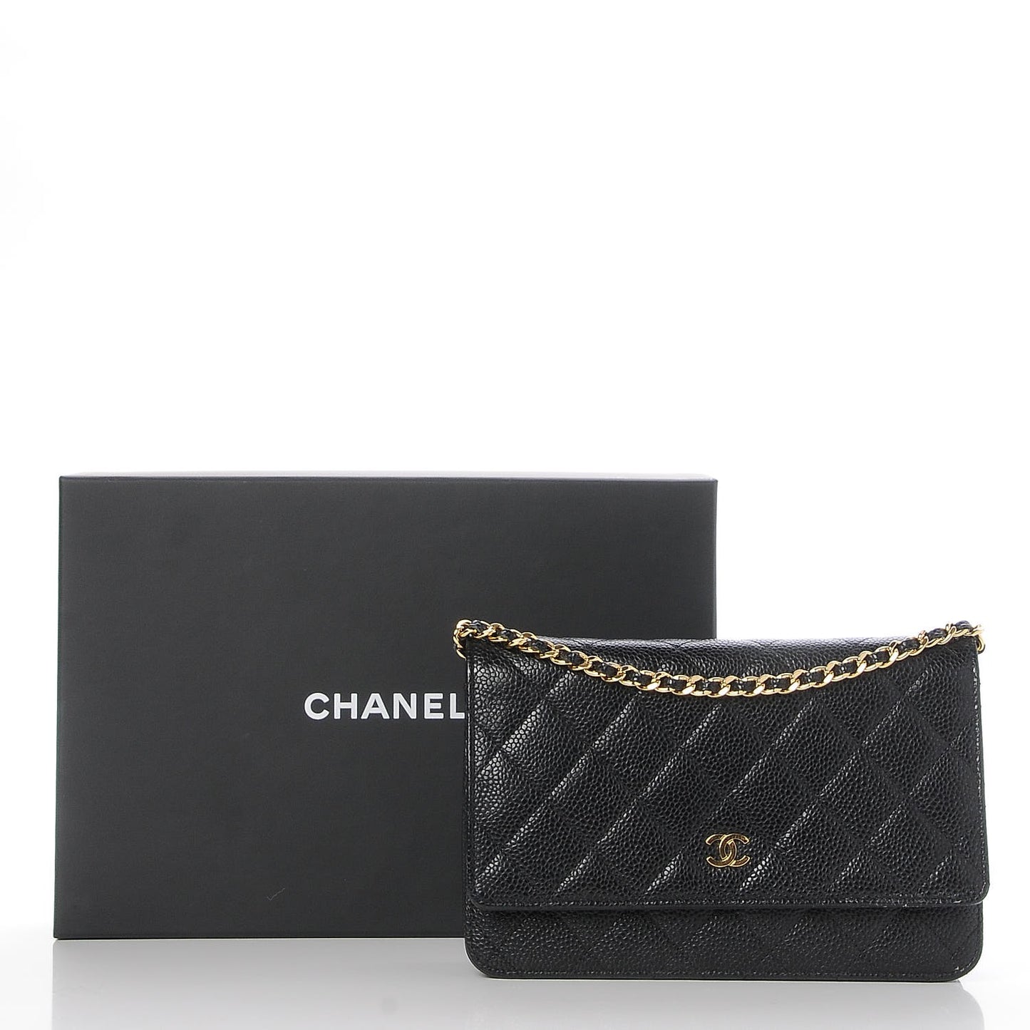 Caviar Quilted Wallet On Chain WOC Black