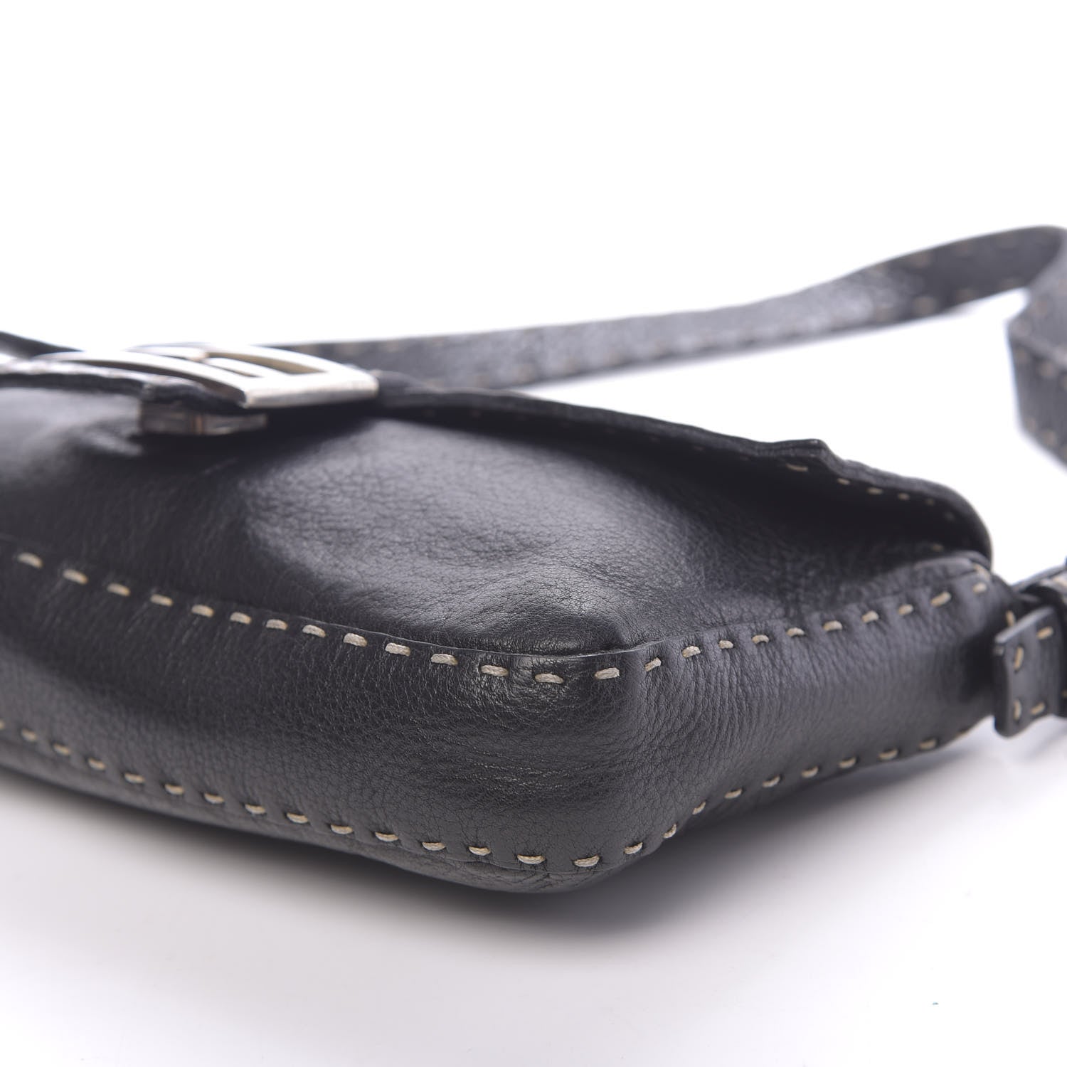 Fendi Calfskin Romano Selleria Baguette Black 9 of 11