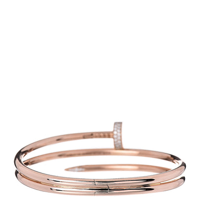 Cartier 18K Pink Gold Diamond Double Wrap Juste Un Clou Bracelet 17 3 of 4