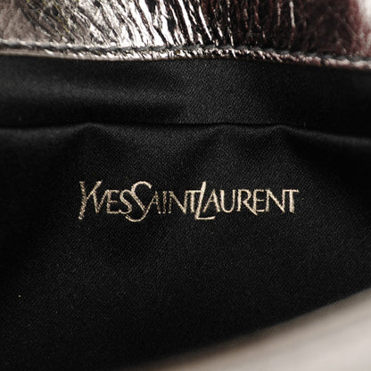 Saint Laurent Metallic Leather Small Belle De Jour Clutch Dark Silver 6 of 7